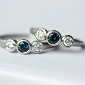 Sapphire & Diamond Three Stone Ring Set