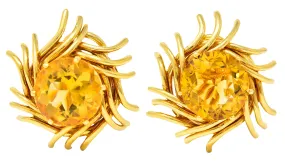 Schlumberger Tiffany & Co. Citrine 18 Karat Yellow Gold Vintage Woven Gold Nest Earrings