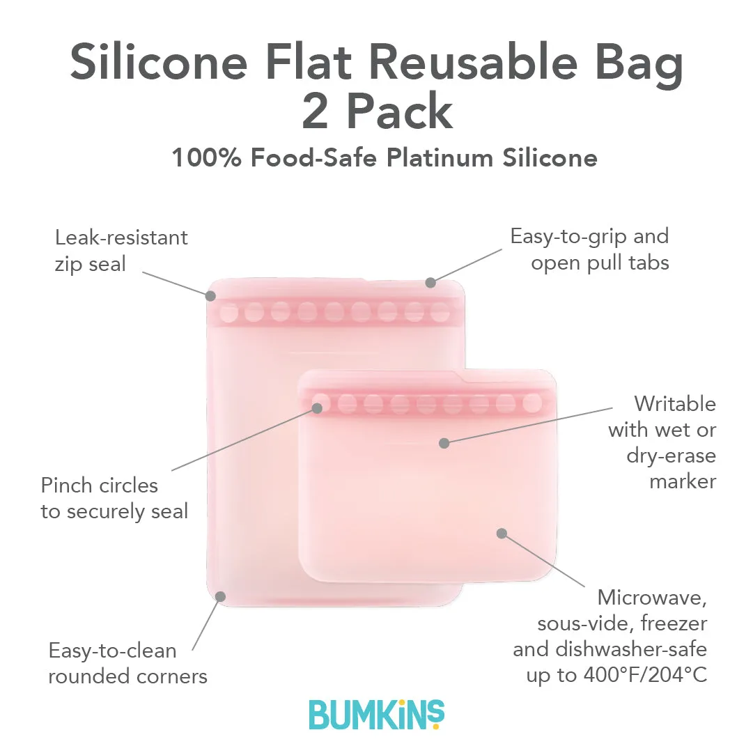 Silicone Flat Reusable Bag 2 Pack, Pink