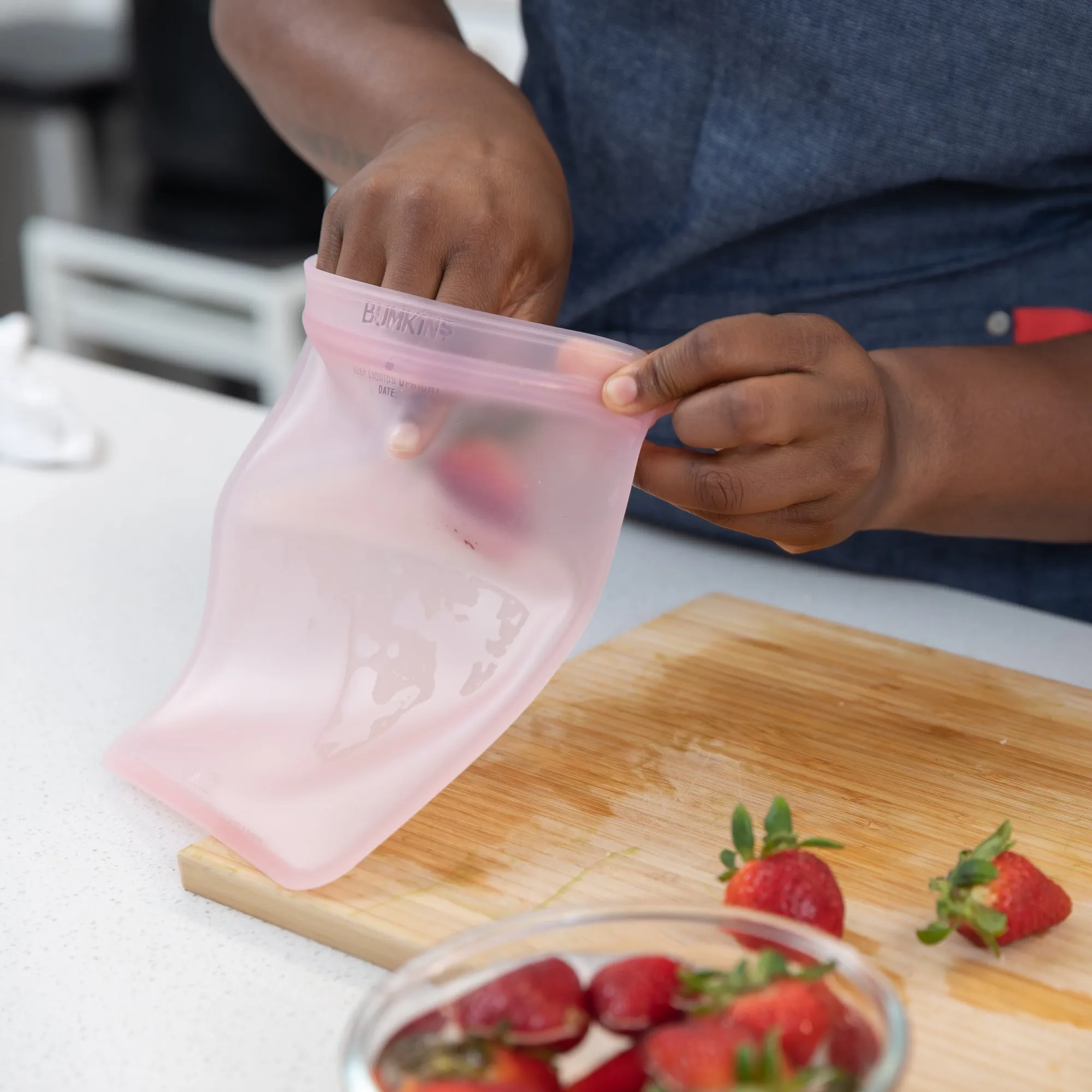 Silicone Flat Reusable Bag 2 Pack, Pink