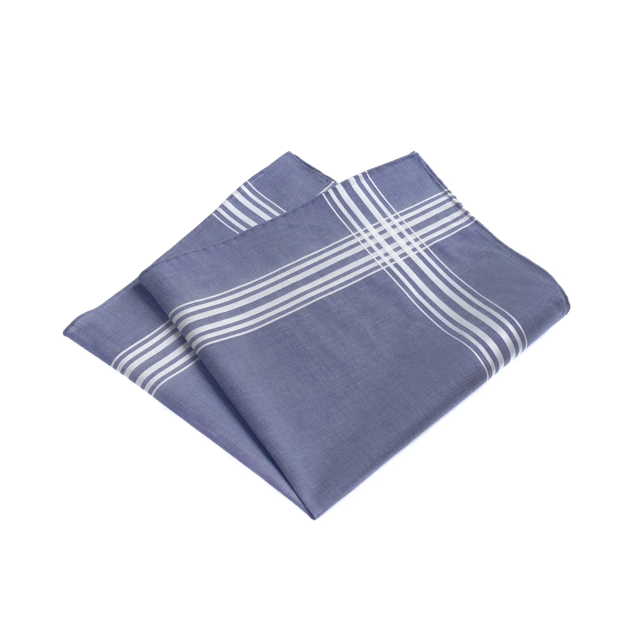  Simonnot Godard Striped Cotton Pocket Square in Light Blue