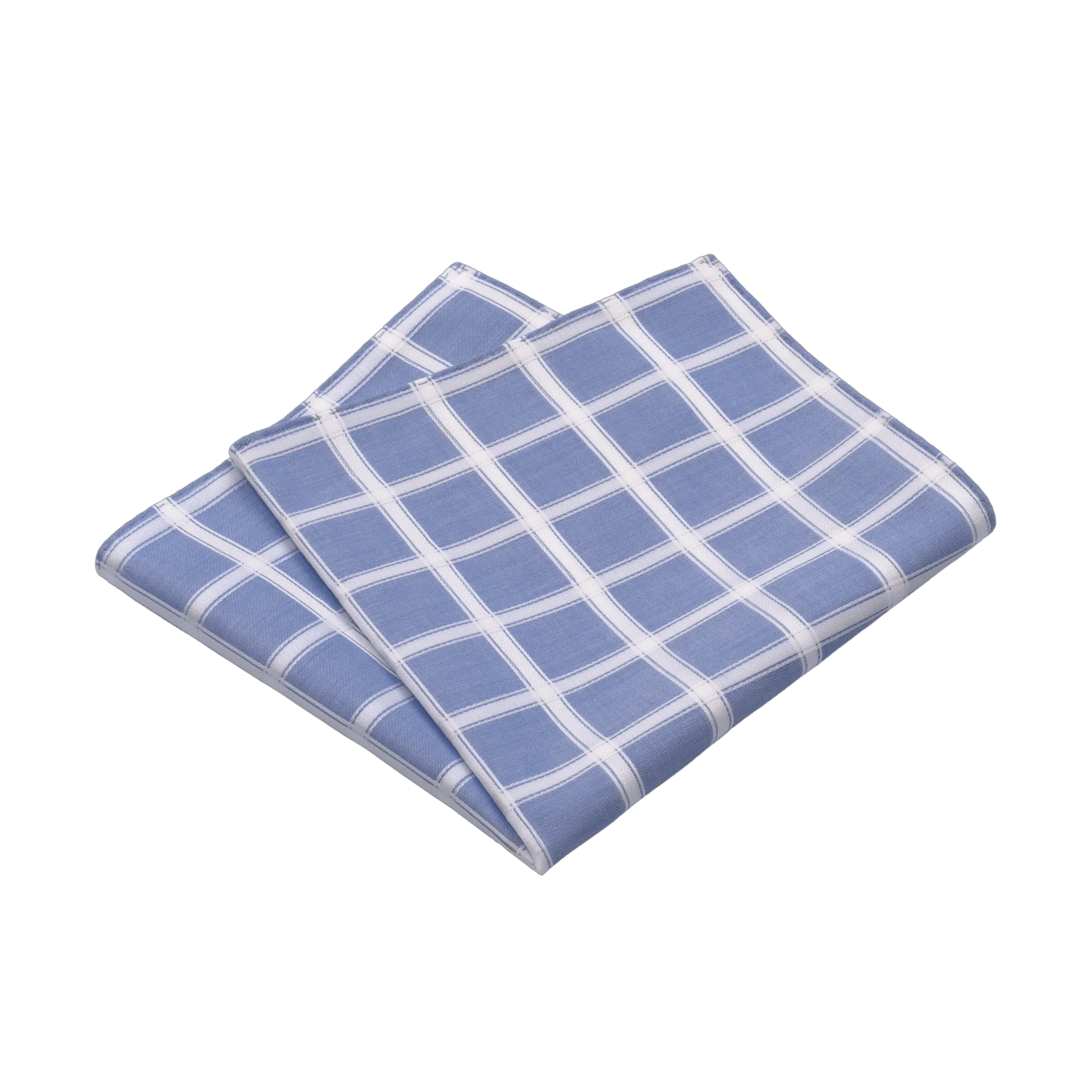  Simonnot Godard Windowpane Cotton Pocket Square in Blue