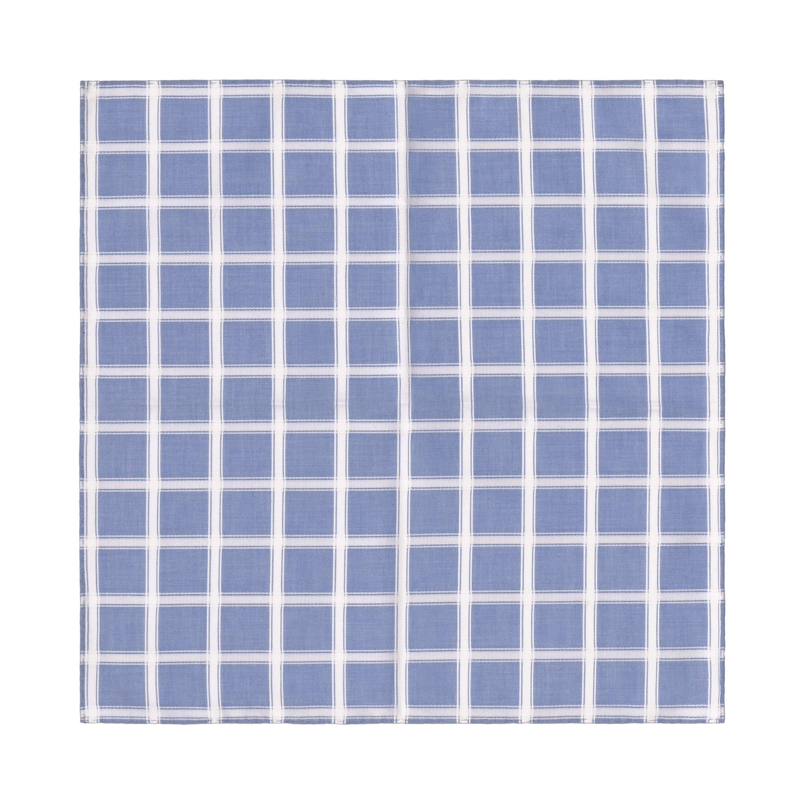  Simonnot Godard Windowpane Cotton Pocket Square in Blue