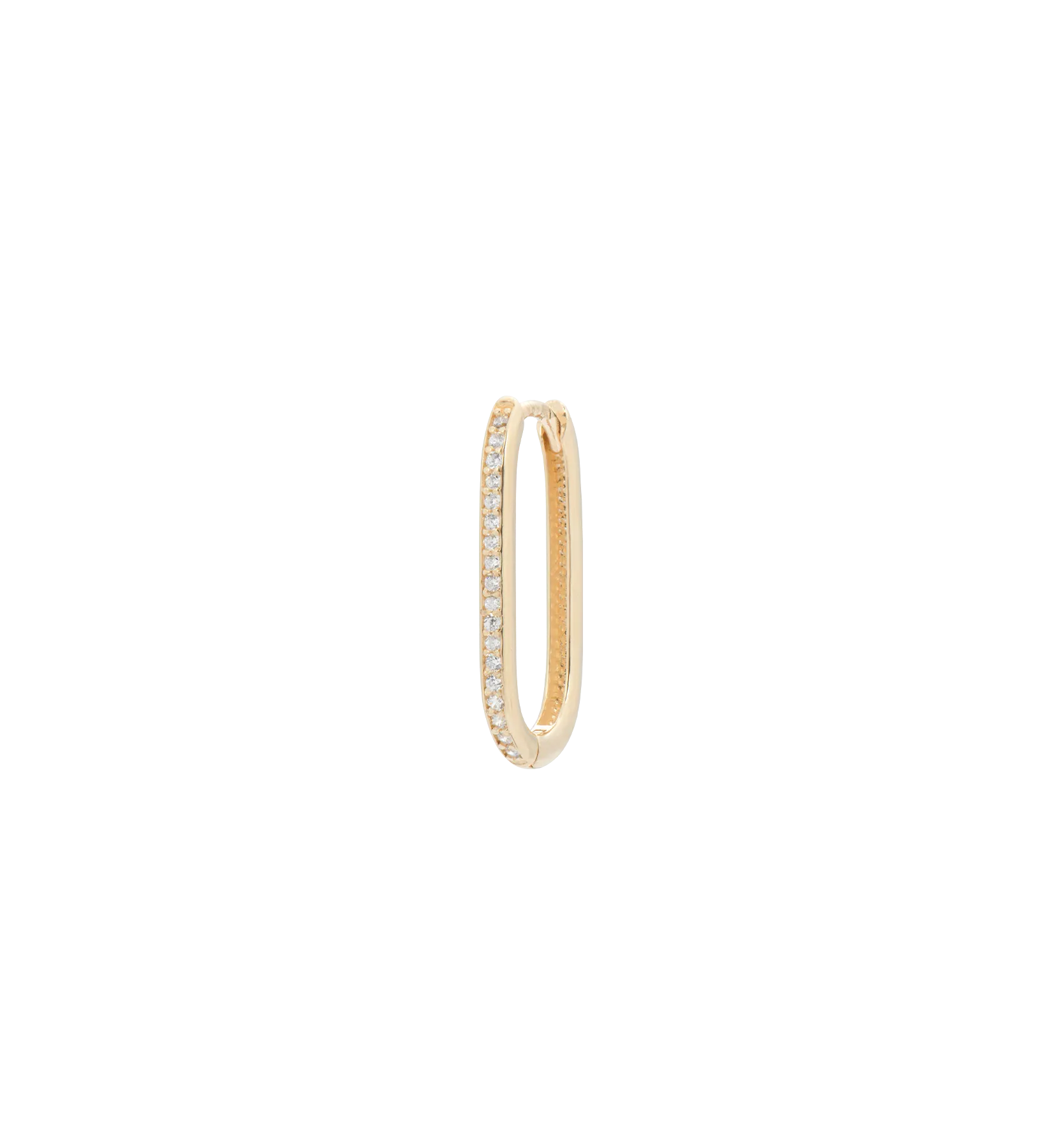 Single White Zirconia Paperclip Earring 14K