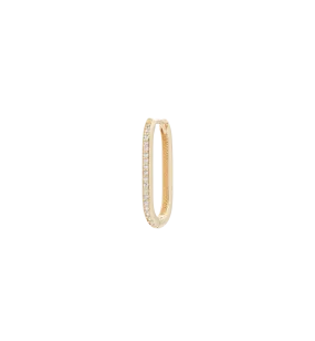 Single White Zirconia Paperclip Earring 14K