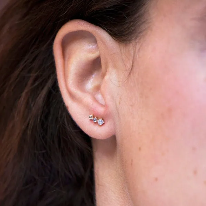 Small Moonstone and Diamond Climber Earring