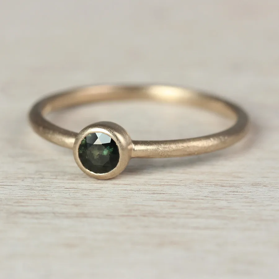 Solitaire with Olive Green Sapphire