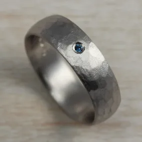 Stone Texture Hand-carved Classic Band with Australian Sapphire