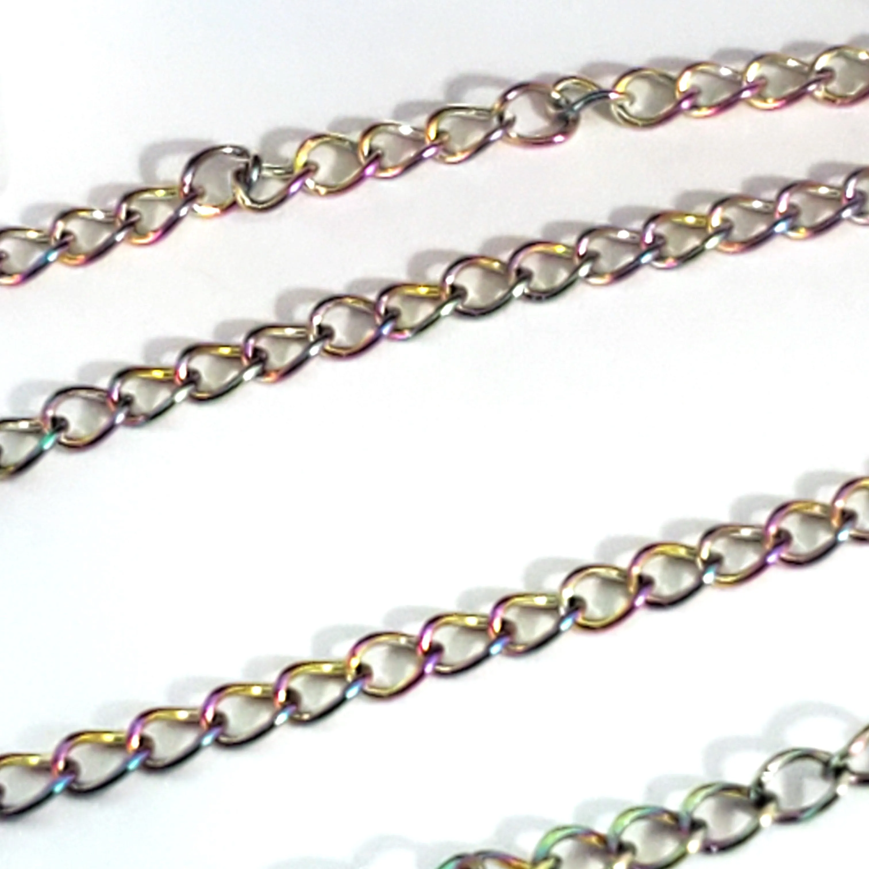 Twist Chain, Stainless Steel Titanium Plated Soldered Links,4.5x3x0.5mm, 30 Feet Spooled, #1925 MC