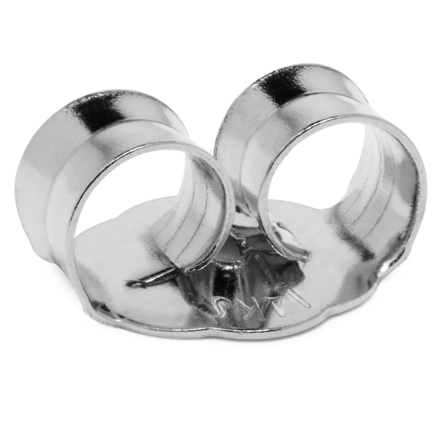 Two Earring Back Replacements |14K Solid White Gold | Threaded Push on-Screw off |Quality Die Struck | Post Size .032 | 2 Backs