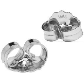 Two Earring Back Replacements |14K Solid White Gold | Threaded Push on-Screw off |Quality Die Struck | Post Size .0375 | 2 Backs