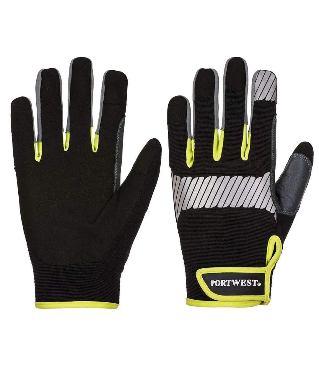 Unisex adult pw3 utility gloves m black/yellow Portwest