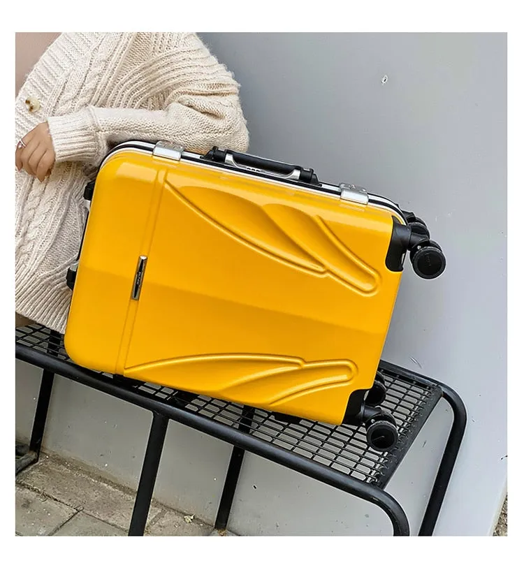 Unisex Luxury Aluminum Frame Boarding Luggage Trolley Suitcase Bags