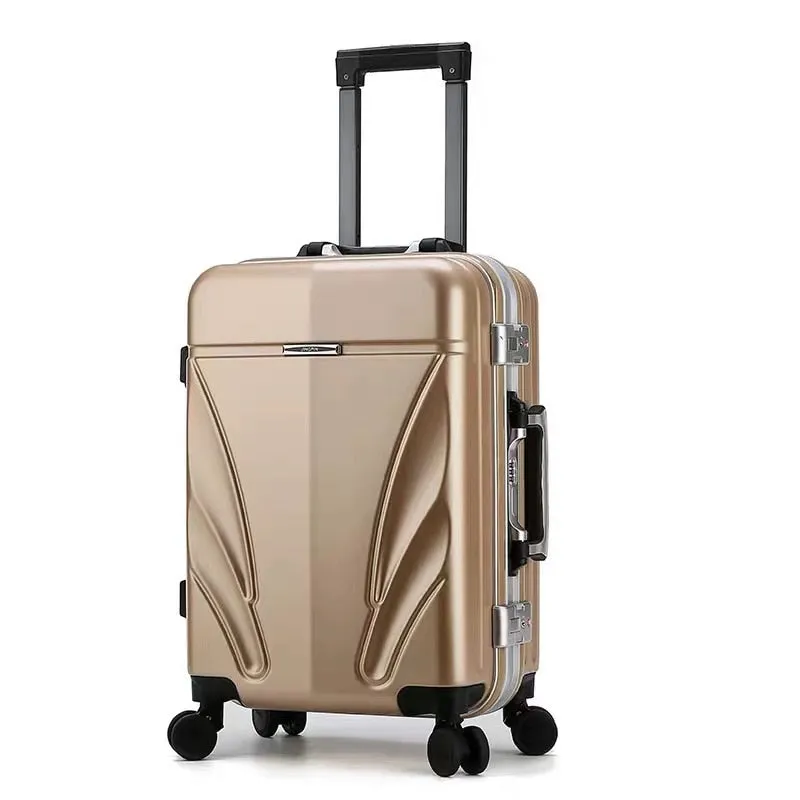 Unisex Luxury Aluminum Frame Boarding Luggage Trolley Suitcase Bags