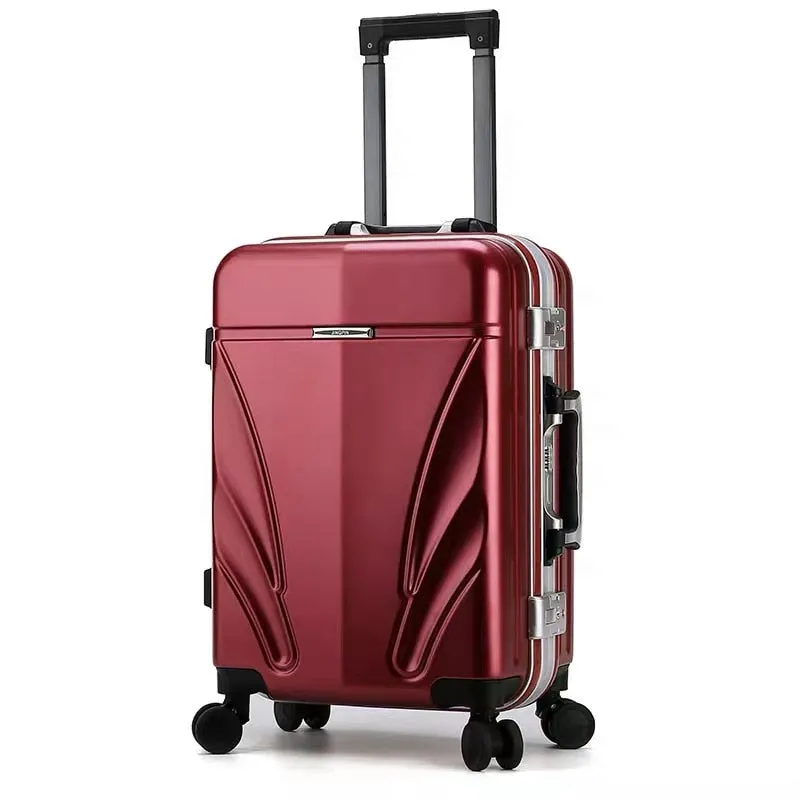 Unisex Luxury Aluminum Frame Boarding Luggage Trolley Suitcase Bags