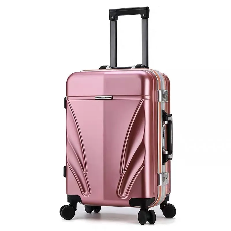 Unisex Luxury Aluminum Frame Boarding Luggage Trolley Suitcase Bags