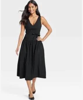 Universal Thread Women's Tie-Waist Midi A-Line Dress