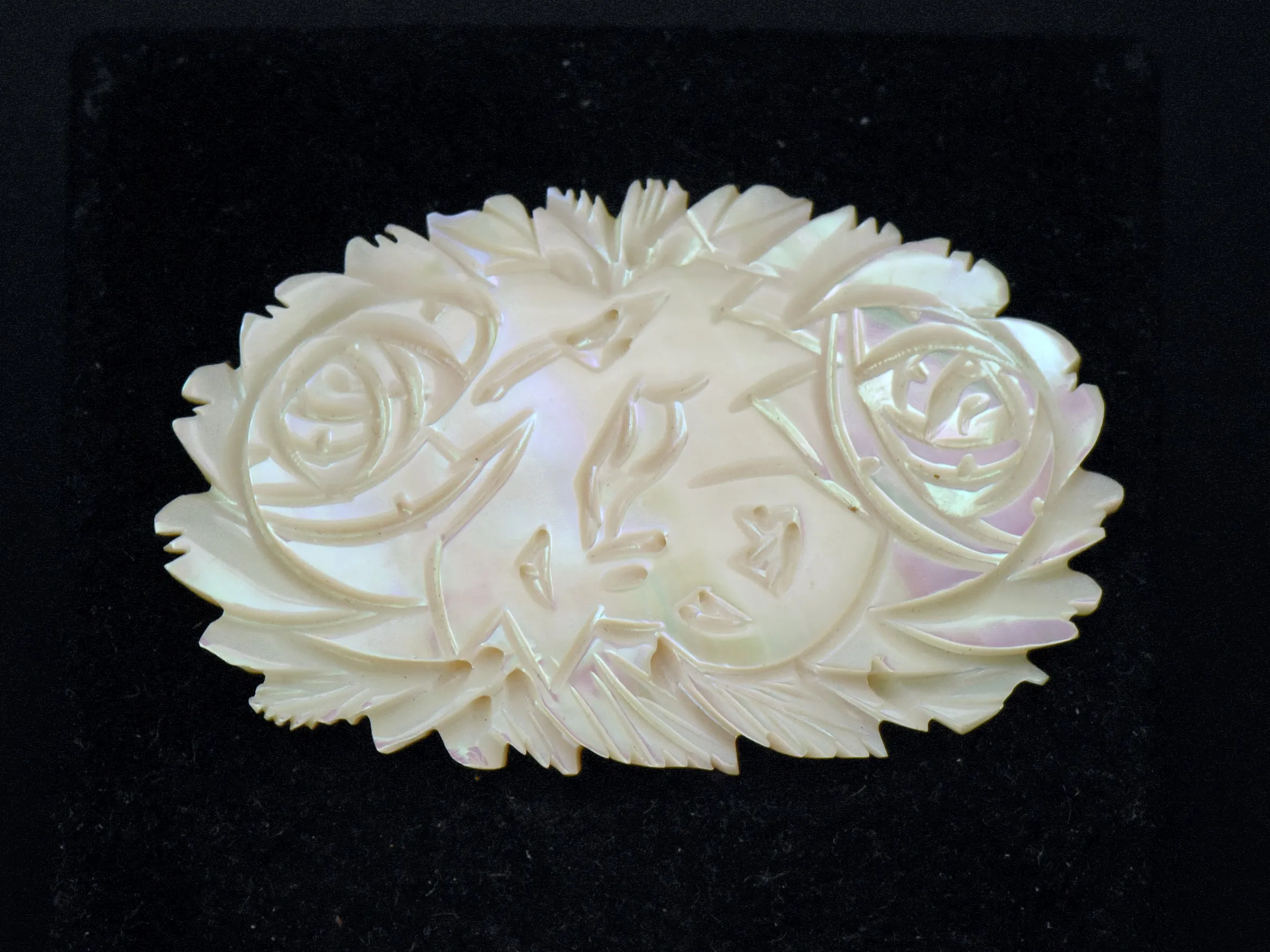 Vintage Handmade Carved Mother of Pearl Brooch - AS IS