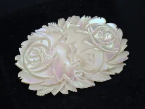 Vintage Handmade Carved Mother of Pearl Brooch - AS IS