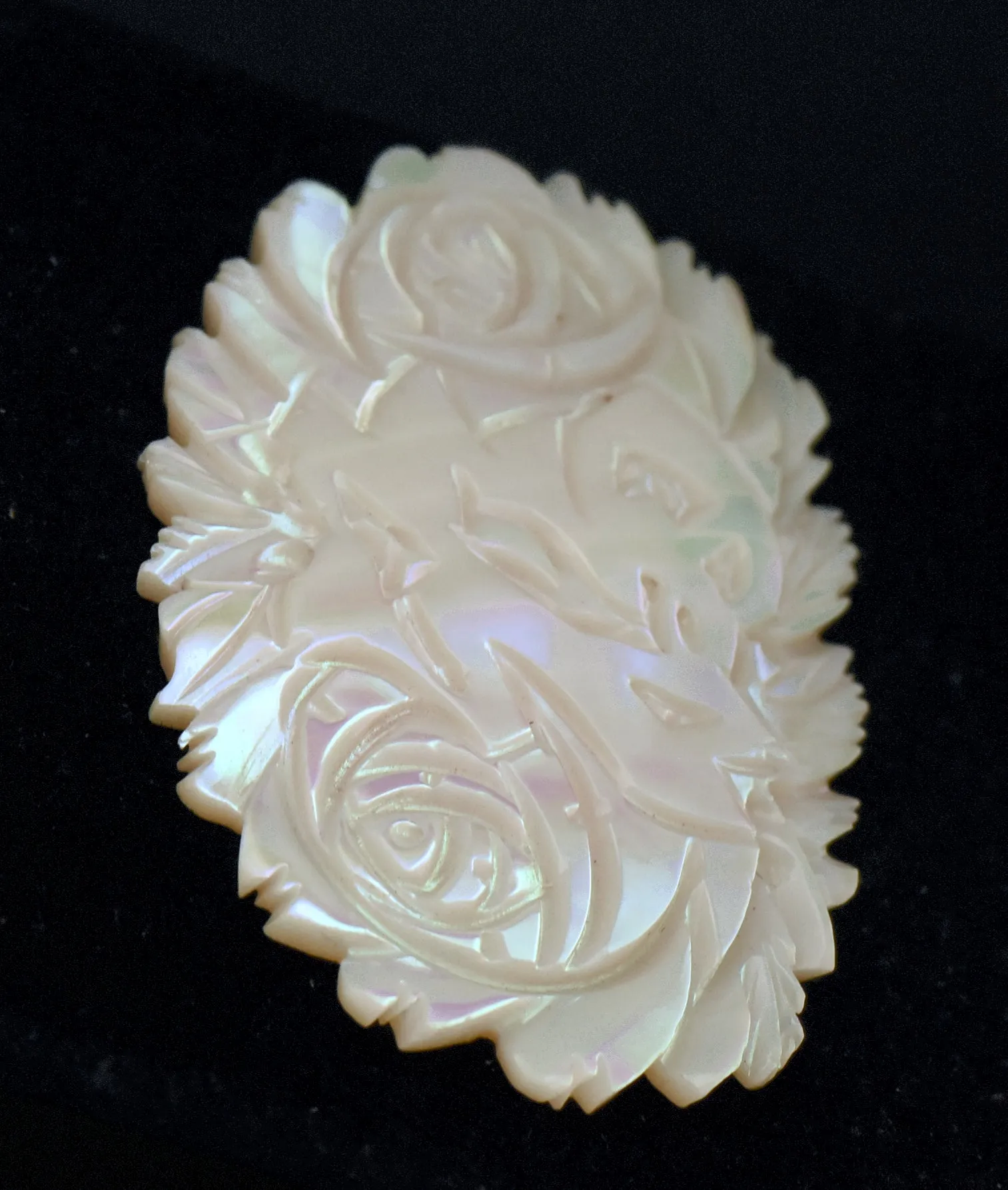 Vintage Handmade Carved Mother of Pearl Brooch - AS IS