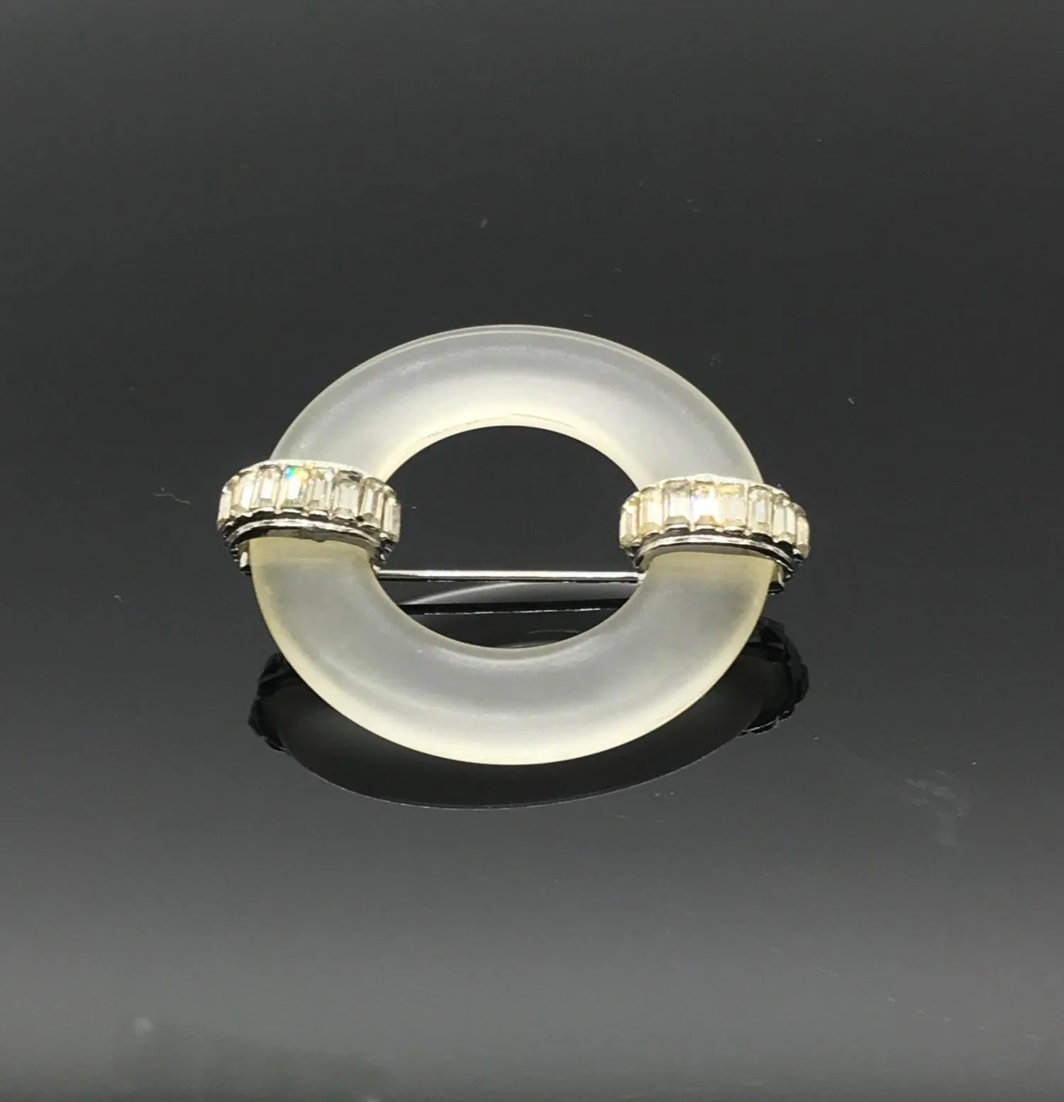 Vintage Kenneth Lane Deco Style Clear Lucite and Baguette Brooch