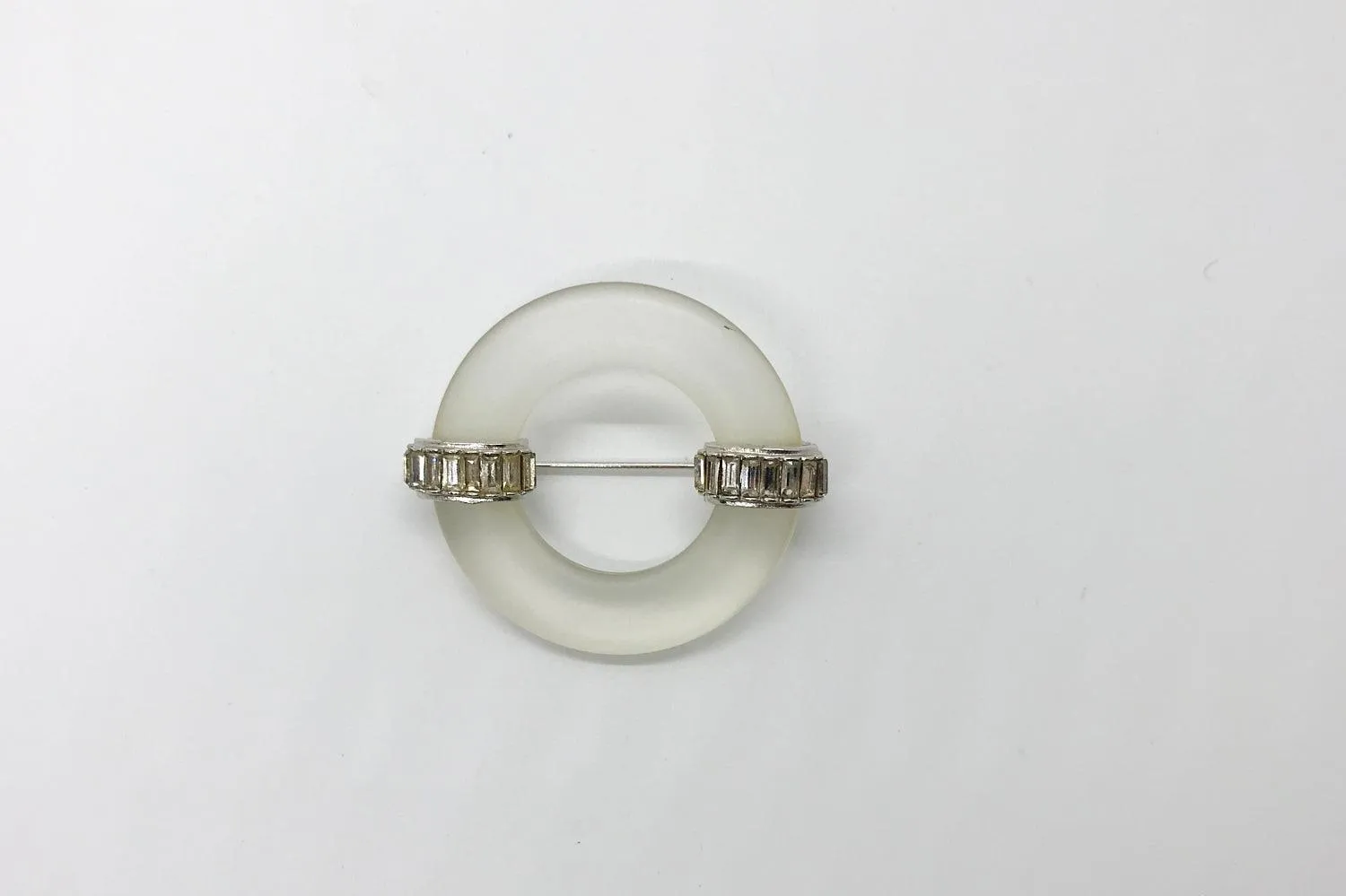 Vintage Kenneth Lane Deco Style Clear Lucite and Baguette Brooch