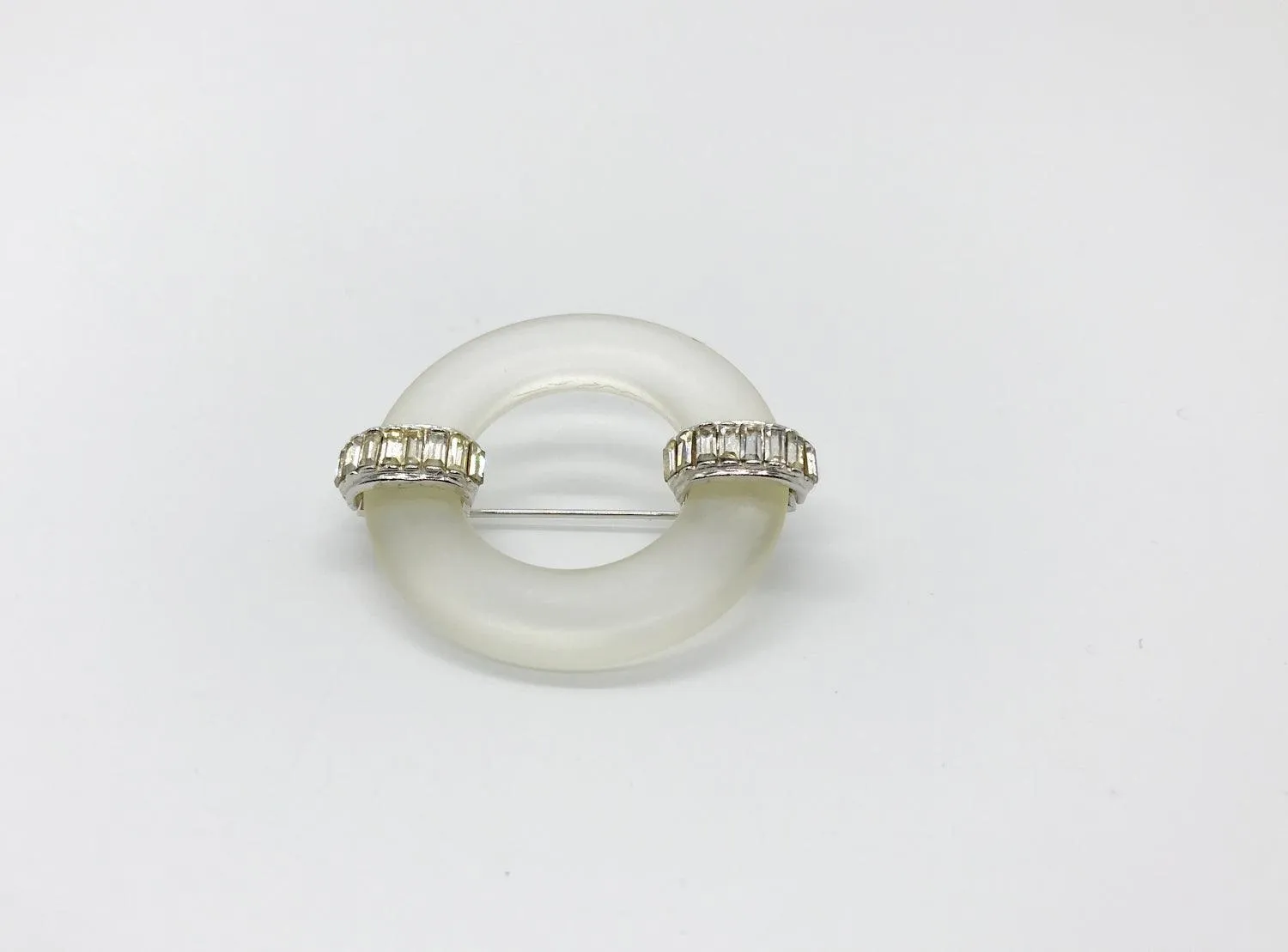 Vintage Kenneth Lane Deco Style Clear Lucite and Baguette Brooch