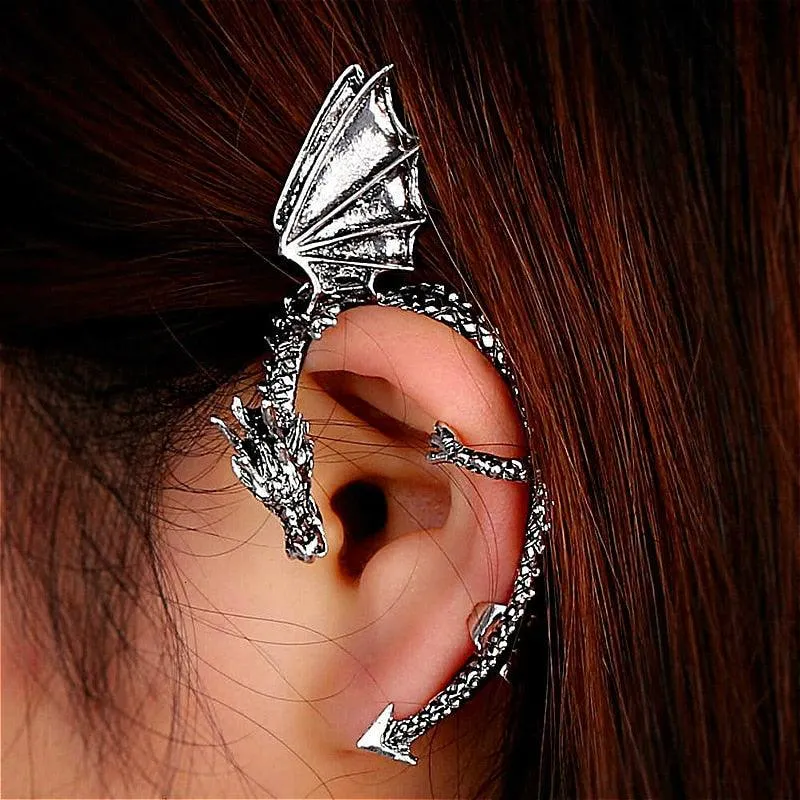 Vintage Punk Rock Dragon Gothic Ear Wrap Retro Clip Earrings