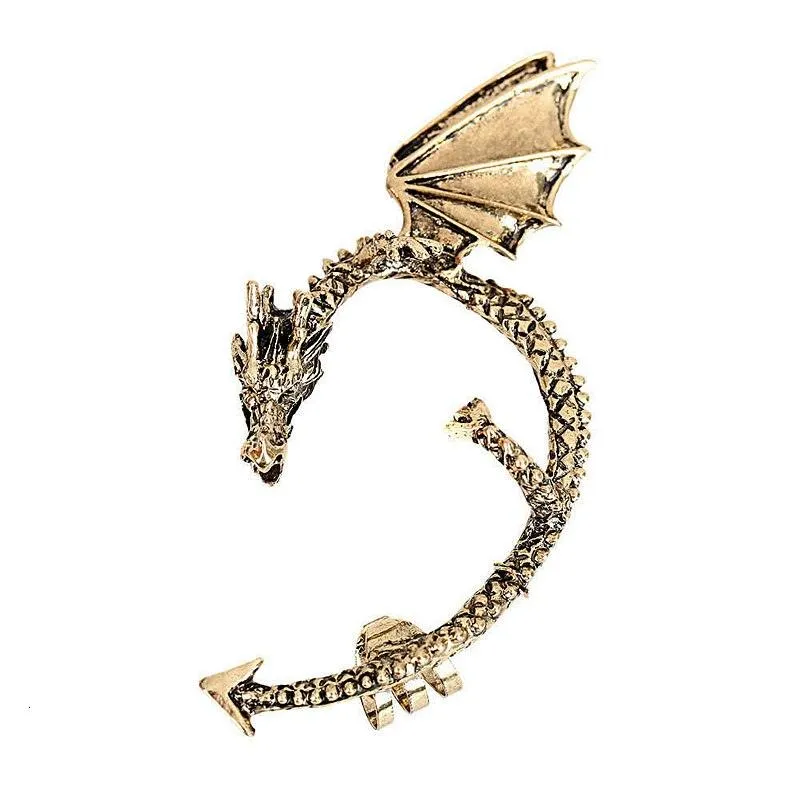 Vintage Punk Rock Dragon Gothic Ear Wrap Retro Clip Earrings