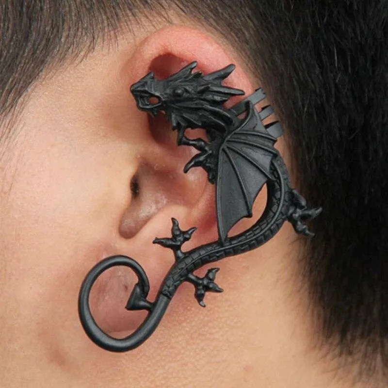 Vintage Punk Rock Dragon Gothic Ear Wrap Retro Clip Earrings