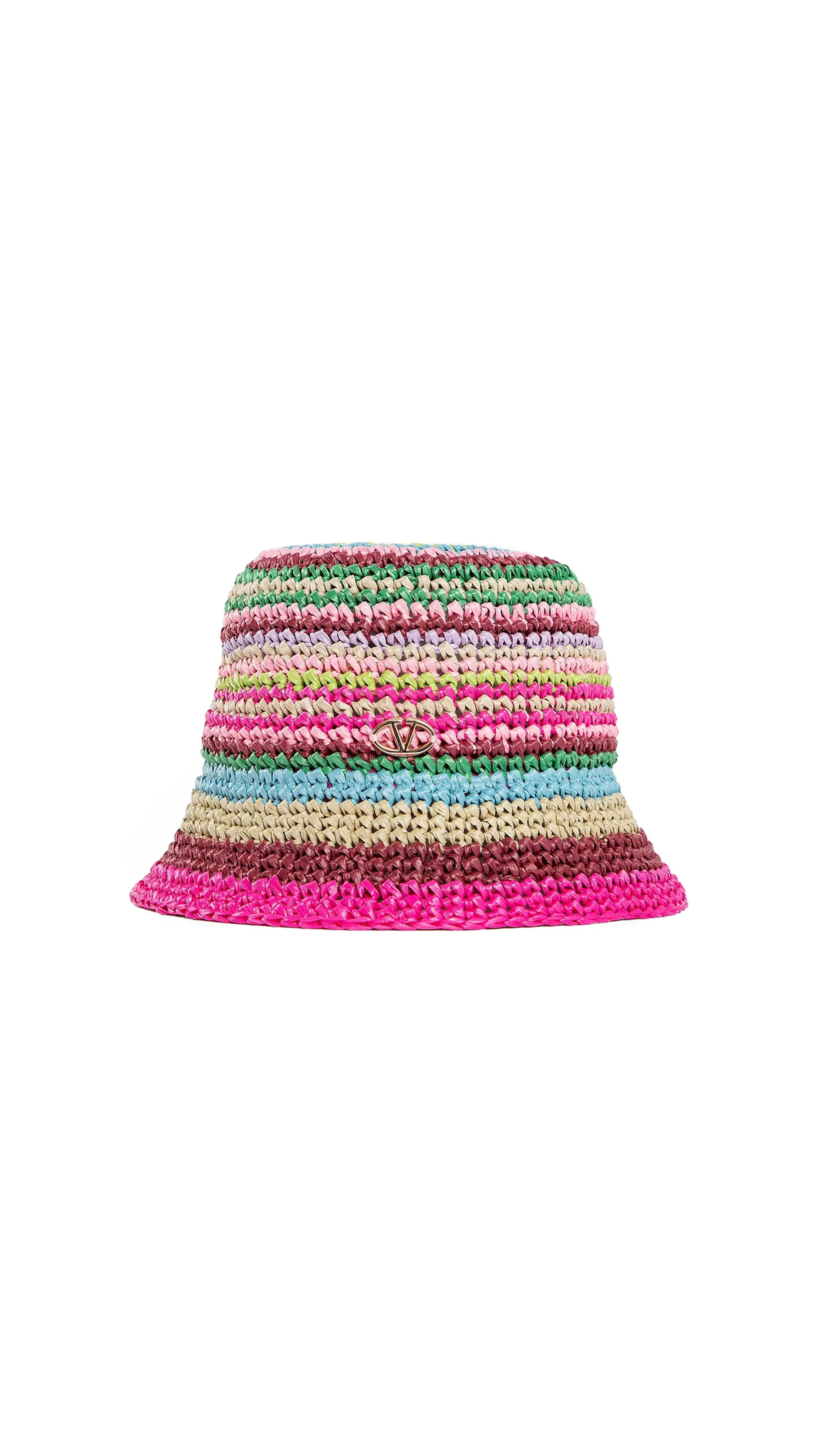 Vlogo Bucket Hat In Raffia - Multicolor