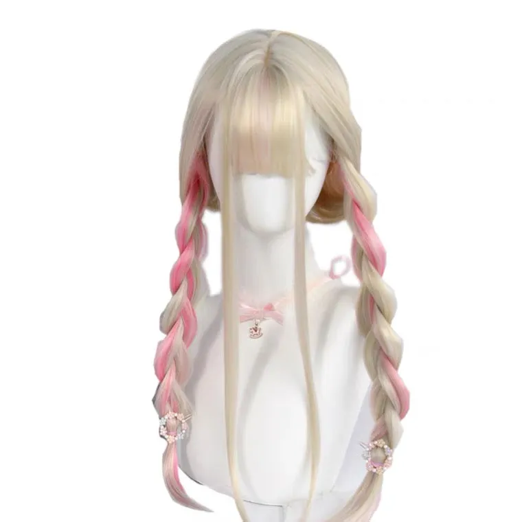 [WHITE PEACH MILK] MIXTURE LONG STRAIGHT WIG BY90142