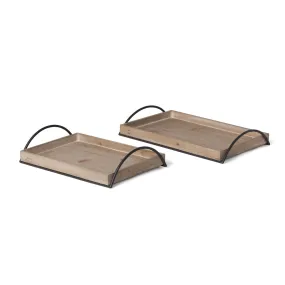 Wood Trays with Iron Handle - 2 Sizes