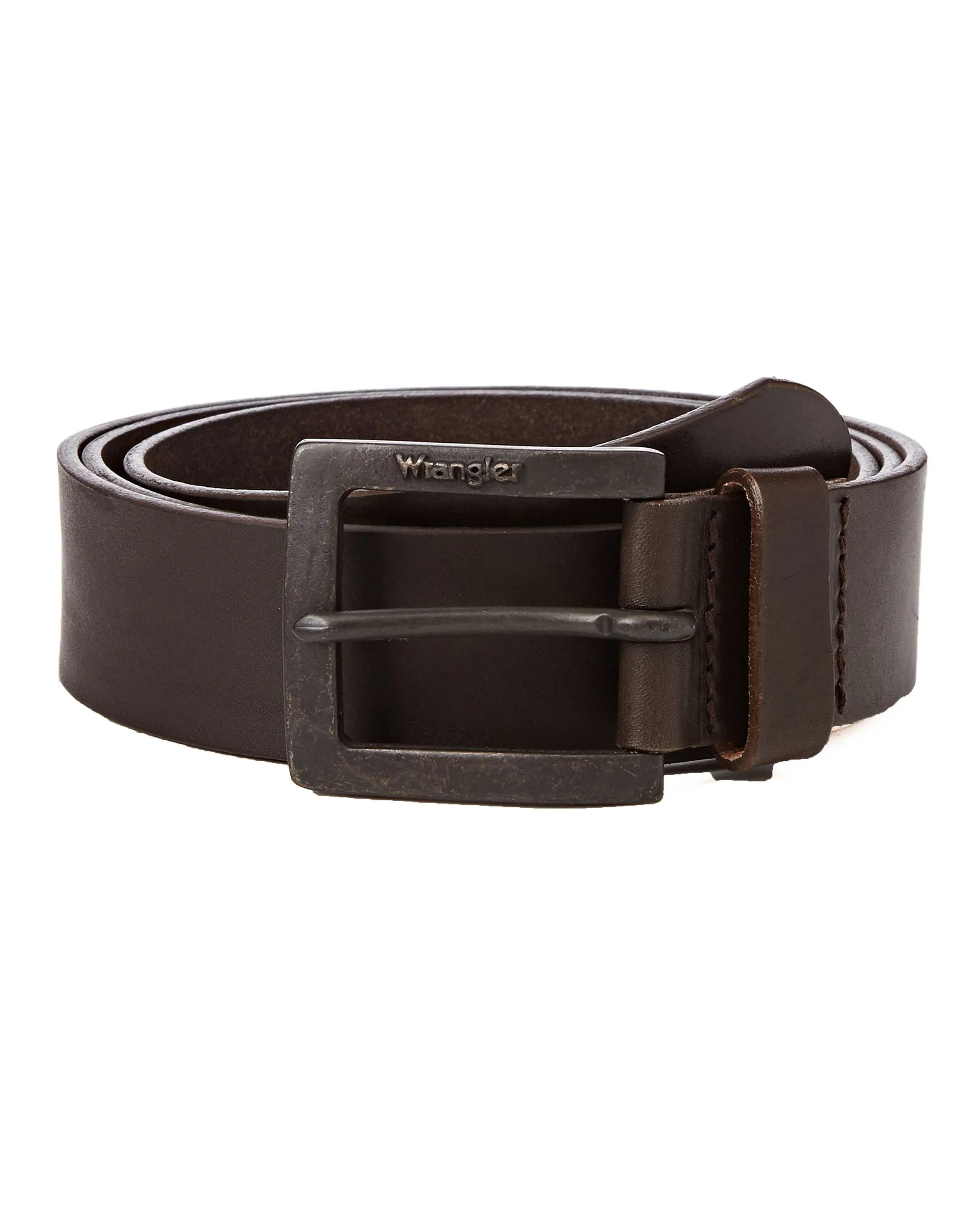 Wrangler Kabel Buckle Leather Metal Loop Belt Brown