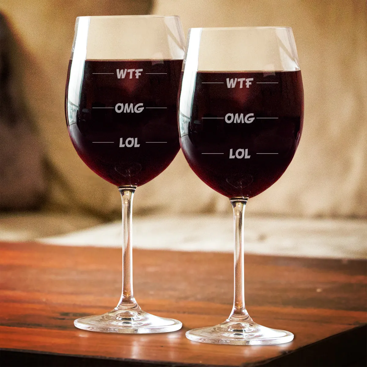 WTF OMG LOL Wine Glass