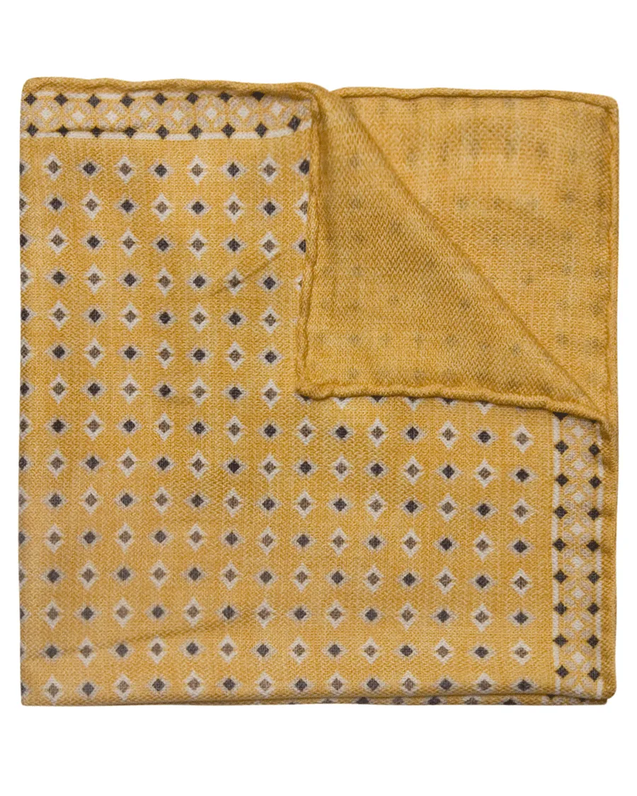 Yellow and Grey Neat Diamond Pocket Square