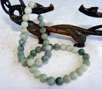 Yin and Yang Balancing Burmese Jadeite 8mm Beads Stretch Bracelet   (BJBeads-17)