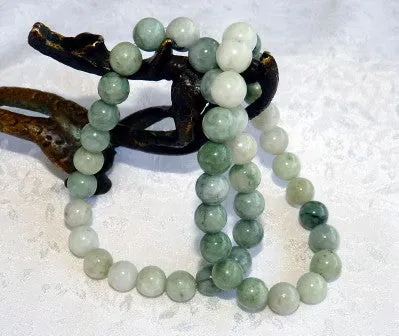 Yin and Yang Balancing Burmese Jadeite 8mm Beads Stretch Bracelet   (BJBeads-17)