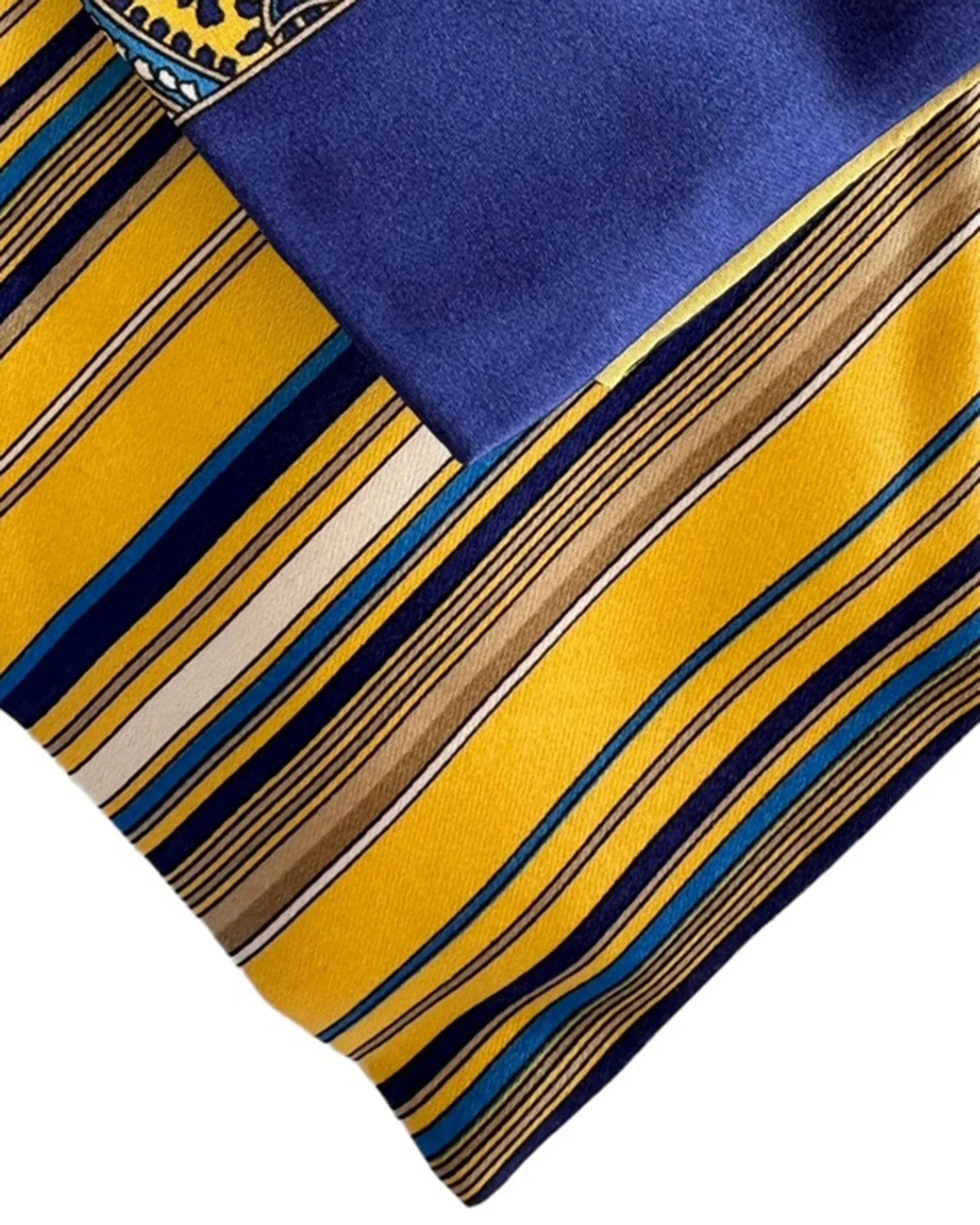 Zilli Tie & Pocket Square Set Orange Dark Blue Stripes FINAL SALE