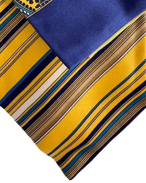 Zilli Tie & Pocket Square Set Orange Dark Blue Stripes FINAL SALE